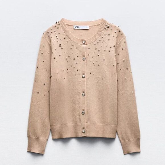 ZARA JEWEL BEADED KNIT CARDIGAN - Picture 4 of 7